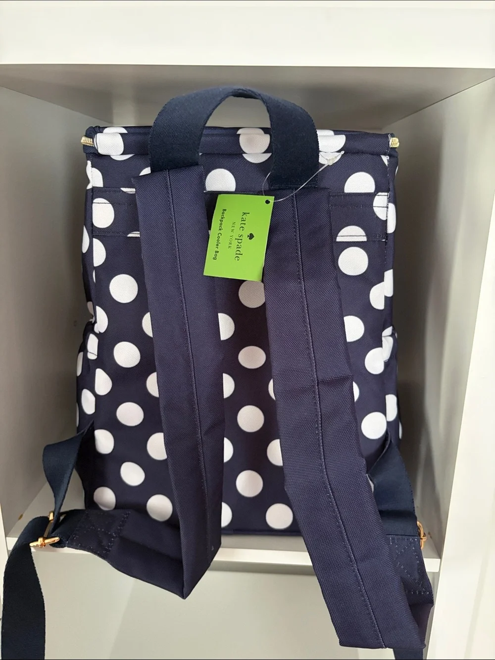 Kate Spade Navy & White Polka Dot Backpack Cooler Bag Insulated NWT